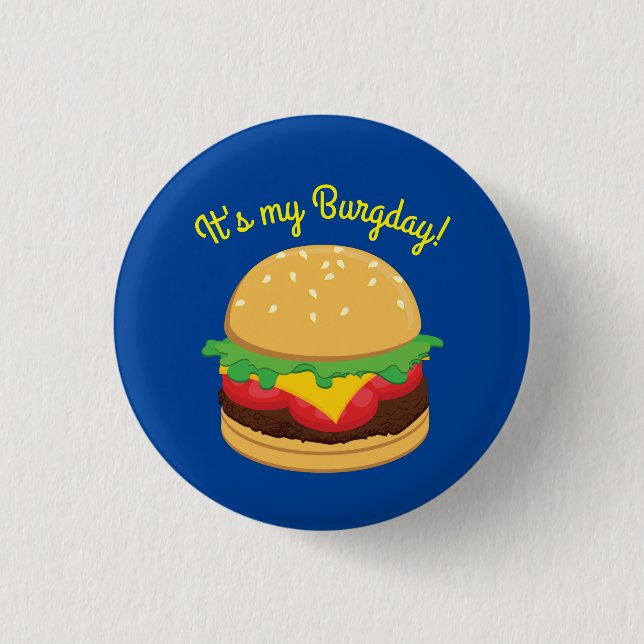 Chapa Redonda De 2,5 Cm Hamburger Birthday Party Burger (Anverso)