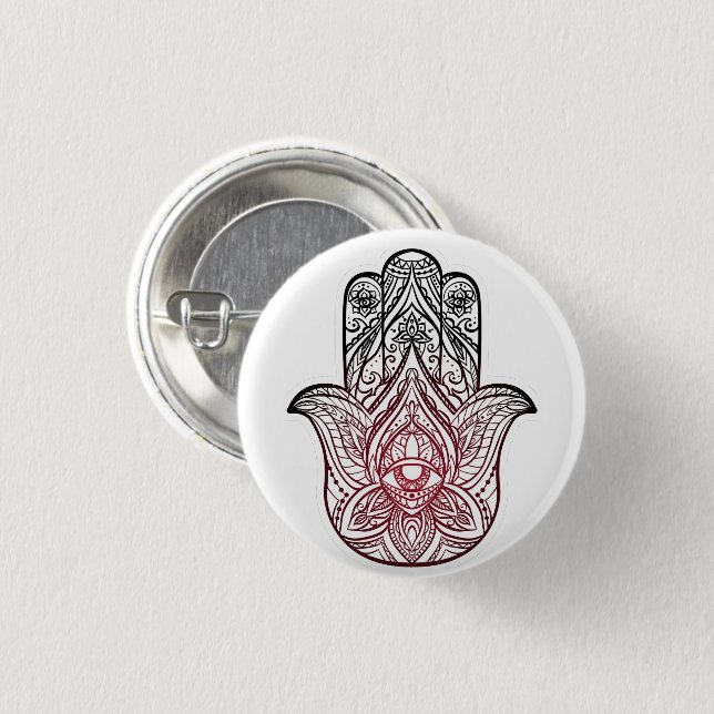 Chapa Redonda De 2,5 Cm Hamsa con patrón boho (Anverso y reverso)