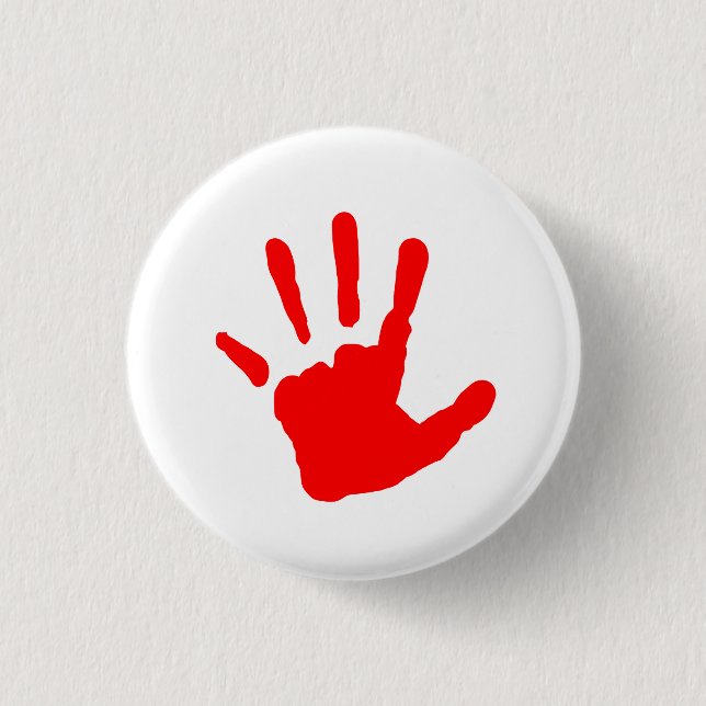 Chapa Redonda De 2,5 Cm Handprint rojo (Anverso)