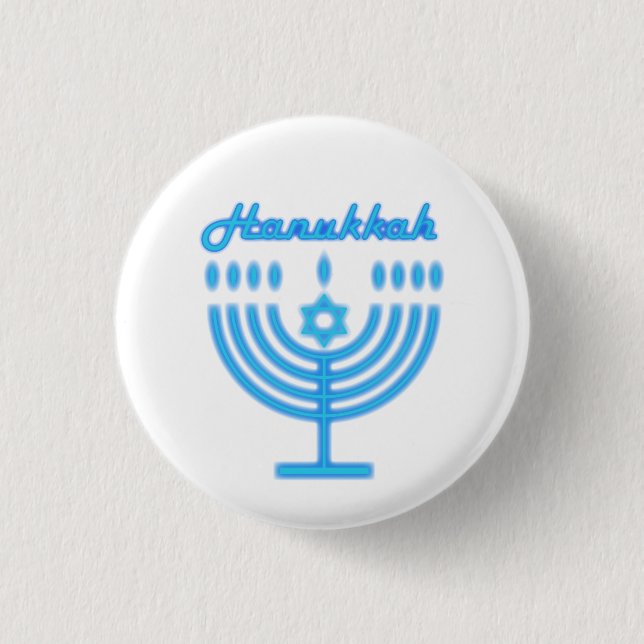 Chapa Redonda De 2,5 Cm Hanukkiah Feliz feriado judío en Hanukkah Menorah (Anverso)