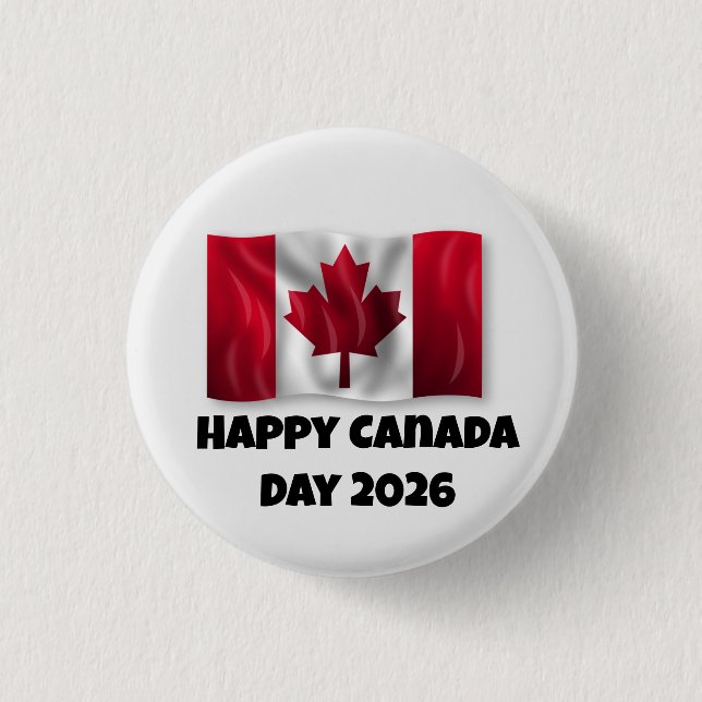 Chapa Redonda De 2,5 Cm Happy Canada Day 1 Inch Round Button (Anverso)