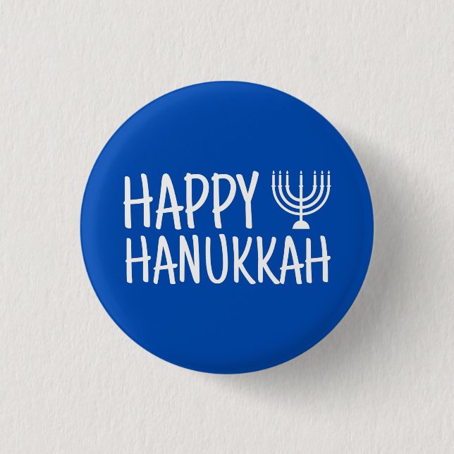 Chapa Redonda De 2,5 Cm Happy Hanukkah (Anverso)