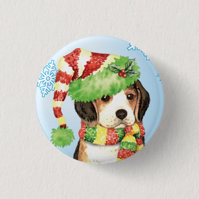 Chapa Redonda De 2,5 Cm Happy Howliday Beagle (Anverso)