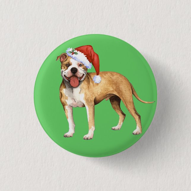 Chapa Redonda De 2,5 Cm Happy Howliday Pit Bull Terrier (Anverso)