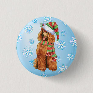 Chapa Redonda De 2,5 Cm Happy Howlidays Poodle