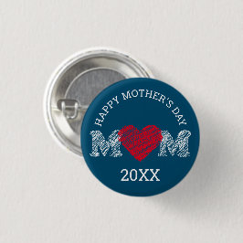 Chapa Redonda De 2,5 Cm Happy Mother's Day Pin (Dark Turquoise)