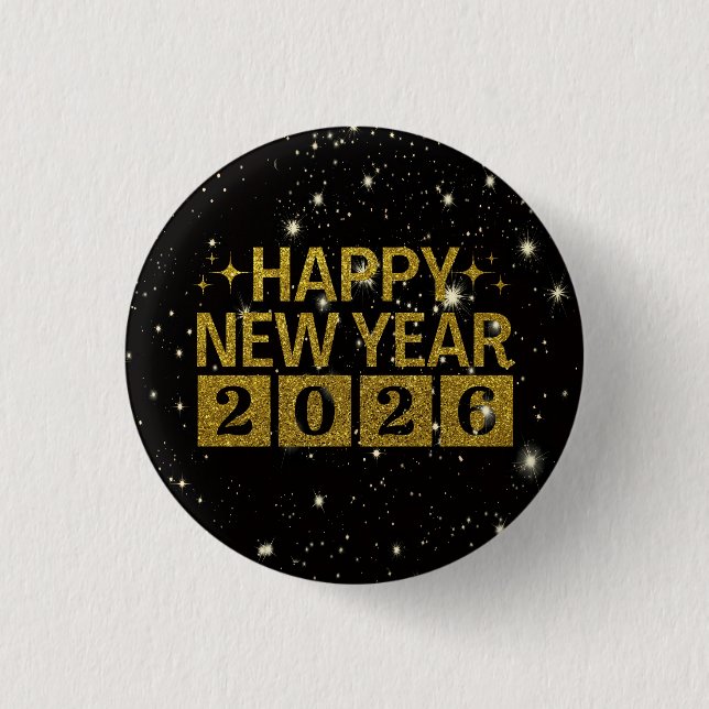 Chapa Redonda De 2,5 Cm Happy New Year 2026 (Anverso)