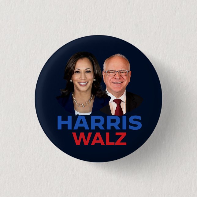 Chapa Redonda De 2,5 Cm Harris Walz 2024 (Anverso)