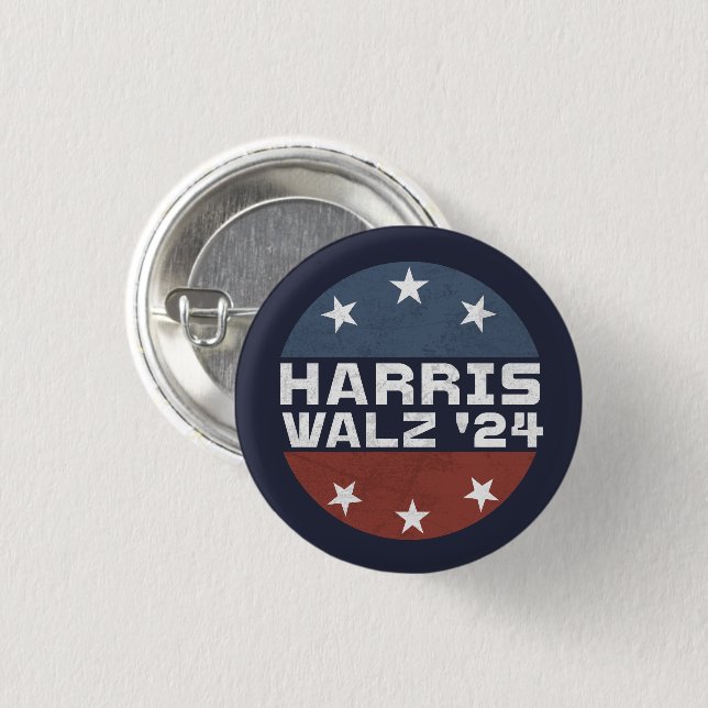 Chapa Redonda De 2,5 Cm Harris Walz 2024 Campaign USA Flag (Anverso y reverso)