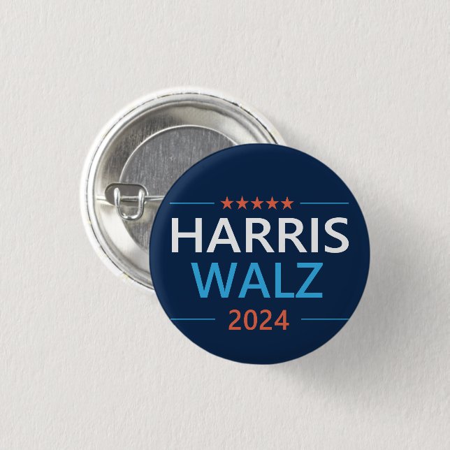 Chapa Redonda De 2,5 Cm Harris Walz 2024 para presidente (Anverso y reverso)