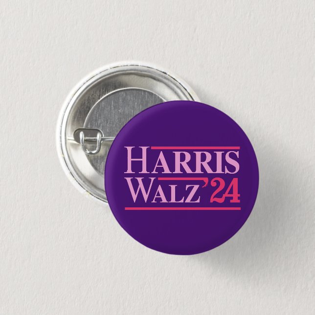 Chapa Redonda De 2,5 Cm Harris Walz '24 Pink (Anverso y reverso)