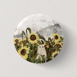 Chapa Redonda De 2,5 Cm Hay un fantasma en el campo de los girasoles otra