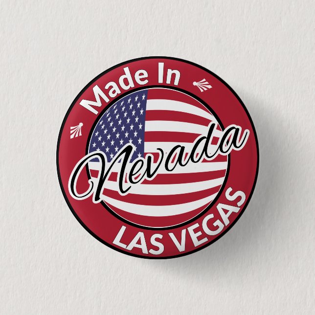 Chapa Redonda De 2,5 Cm Hecho en Las Vegas Nevada Bandera de los Estados U (Anverso)