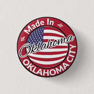 Chapa Redonda De 2,5 Cm Hecho en Oklahoma City Oklahoma Bandera de los Est