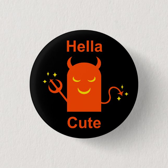 Chapa Redonda De 2,5 Cm Hella Cute Funny Halloween Demon Devil (Anverso)