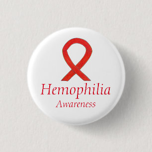 Chapa Redonda De 2,5 Cm Hemophilia Red Awareness Ribbon Personalizado Art
