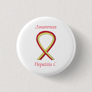 Chapa Redonda De 2,5 Cm Hepatitis C (HCV) Awareness Custom Ribbon Pins