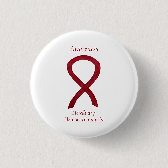 Chapa Redonda De 2,5 Cm Hereditario Hemocromatosis Awareness Ribbon Pin (Anverso)