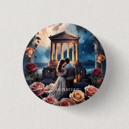 Chapa Redonda De 2,5 Cm Hermosa novia y novio parados a orillas del mar