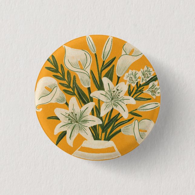 Chapa Redonda De 2,5 Cm Hermosas Flores (Anverso)