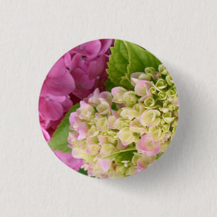 Chapa Redonda De 2,5 Cm Hermosas hidraneas rosas y blancas