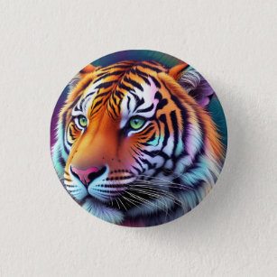 Chapa Redonda De 2,5 Cm Hermoso patrón de tigre de tinte artificial arte