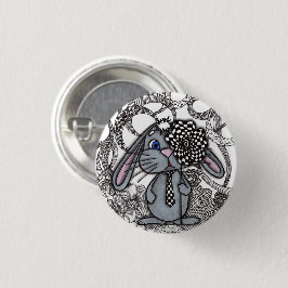 Chapa Redonda De 2,5 Cm Hermoso Pin de Conejo Conejito Zen Doodle Dibujado