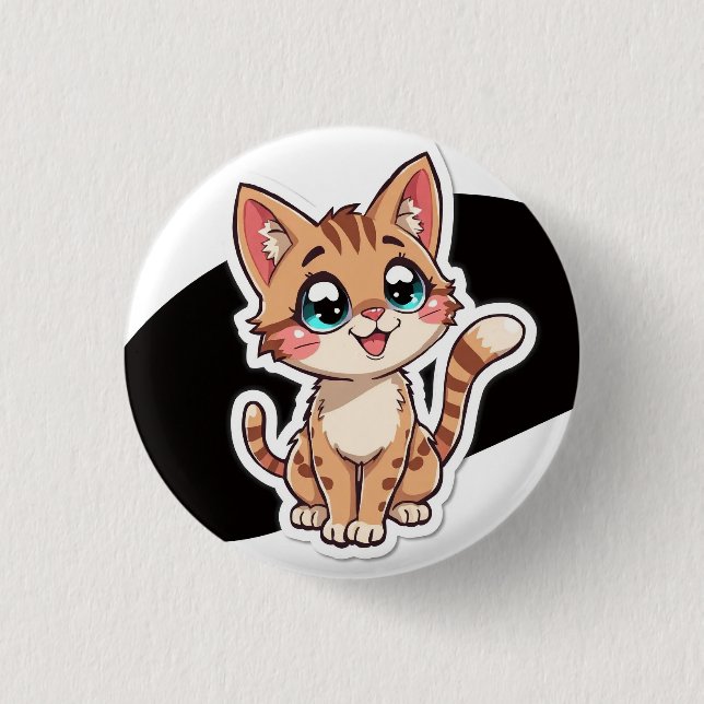 Chapa Redonda De 2,5 Cm Hermoso Pin de Gato (Anverso)