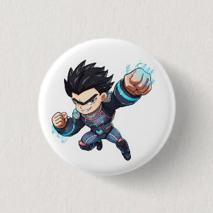 Chapa Redonda De 2,5 Cm Héroe Cibernético Luchador de Anime – Personaje Ch