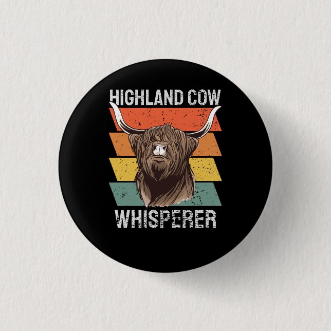 Chapa Redonda De 2,5 Cm Highland Cow Whisperer (Anverso)