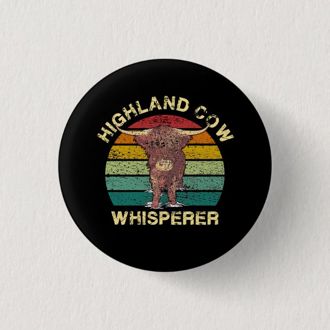 Chapa Redonda De 2,5 Cm Highland Cow Whisperer (Anverso)