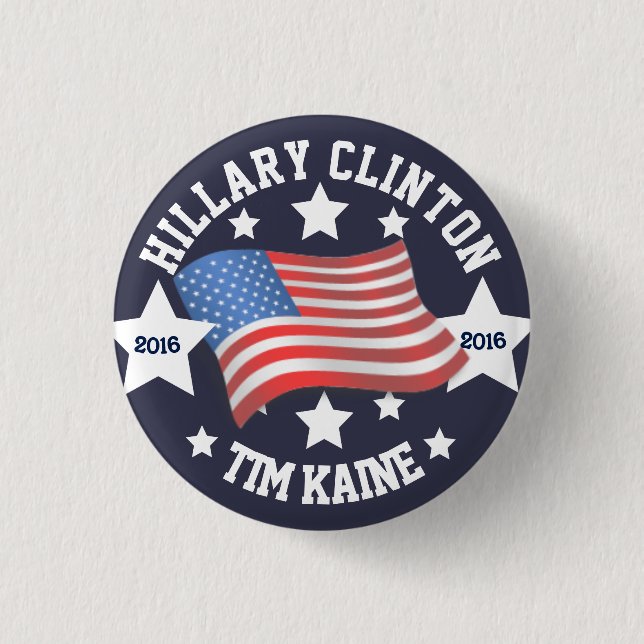 Chapa Redonda De 2,5 Cm Hillary Clinton/Tim Kaine (Anverso)