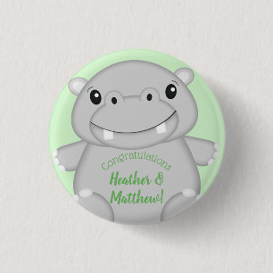Chapa Redonda De 2,5 Cm Hippo Baby Shower