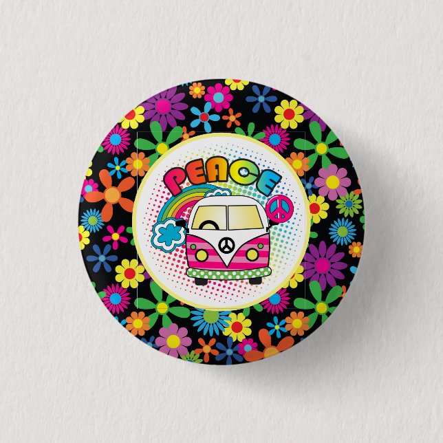 Chapa Redonda De 2,5 Cm Hippy pacífico   (Anverso)