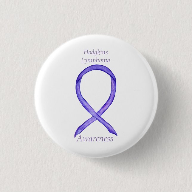 Chapa Redonda De 2,5 Cm Hodgkins Lymphoma Art Violet Ribbon Personalizado  (Anverso)