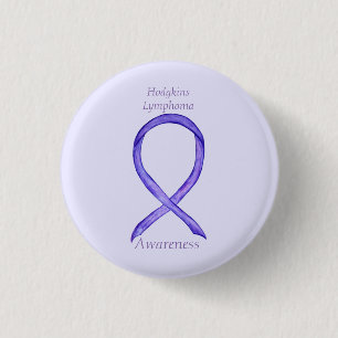 Chapa Redonda De 2,5 Cm Hodgkins Lymphoma Art Violet Ribbon Personalizado