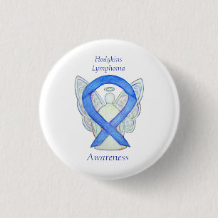 Chapa Redonda De 2,5 Cm Hodgkins Lymphoma Awareness Ribbon Angel Pins