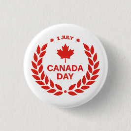 Chapa Redonda De 2,5 Cm hoja de arce del día rojo canadés 1 de julio pin