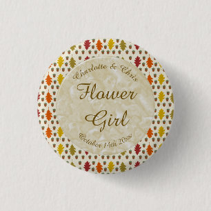 Chapa Redonda De 2,5 Cm Hojas de roble y maíz Personalizado Boda otoño