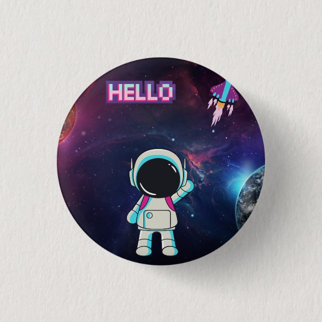 Chapa Redonda De 2,5 Cm Hola desde el espacio, (Anverso)