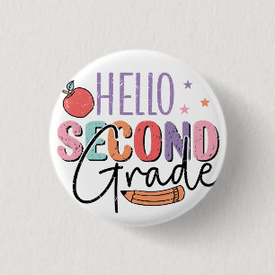 Chapa Redonda De 2,5 Cm Hola segundo grado de vuelta a la escuela