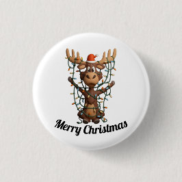 Chapa Redonda De 2,5 Cm Holiday Lights Moose