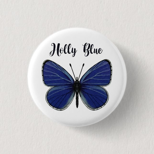 Chapa Redonda De 2,5 Cm Holly Blue Butterfly Round Badge (Anverso)