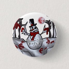 Chapa Redonda De 2,5 Cm Hombre de nieve en el bosque navideño