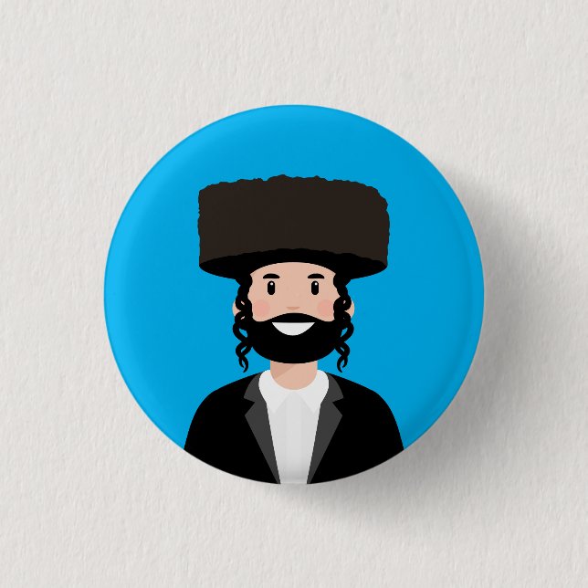 Chapa Redonda De 2,5 Cm Hombre judío en gorra de Shtreimel (Anverso)