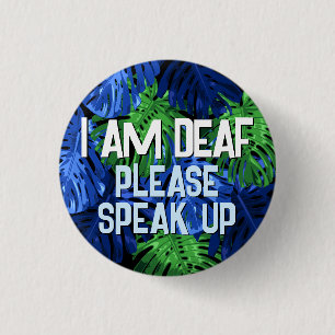 Chapa Redonda De 2,5 Cm Hombres con hojas verdes tropicales de azul estoy 