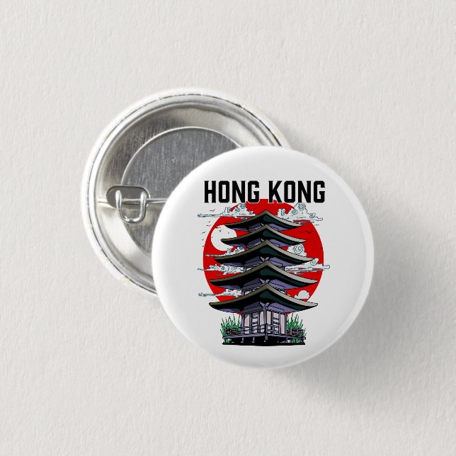 Chapa Redonda De 2,5 Cm Hong Kong (Anverso y reverso)