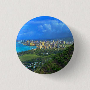 Chapa Redonda De 2,5 Cm Honolulu, Línea de Skyline de Hawaii #1 Button