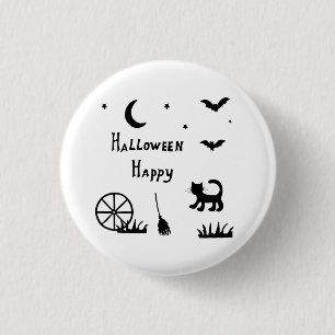 Chapa Redonda De 2,5 Cm Horror de Black Happy Halloween