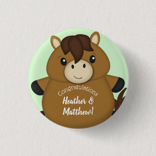 Chapa Redonda De 2,5 Cm Horse Baby Shower